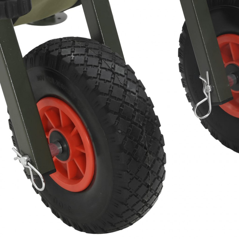 Wózek wędkarski z 2 kółkami, zielony, malowana proszkowo stal