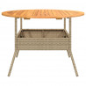 Stół ogrodowy z akacjowym blatem, beż, Ø110x71 cm, rattan PE