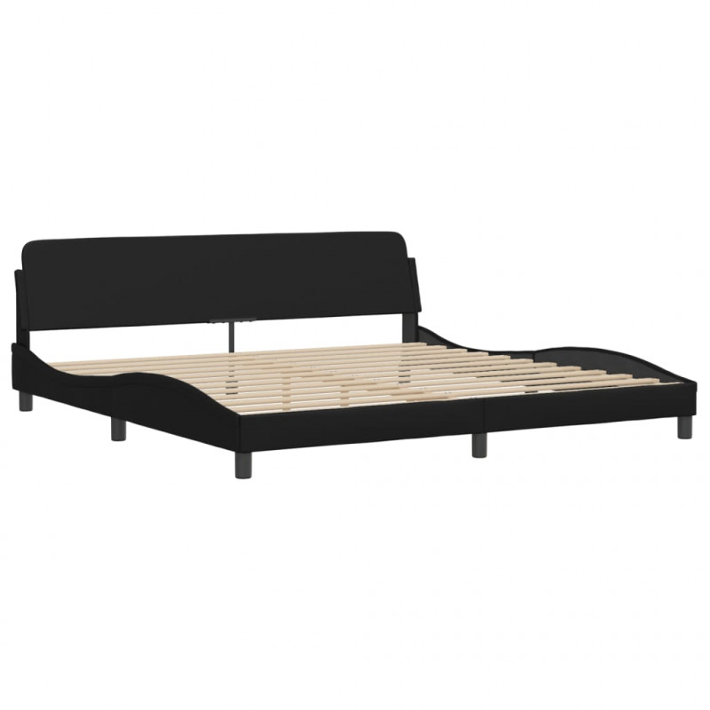 Łóżko z materacem, czarne, 200x200 cm, sztuczna skóra