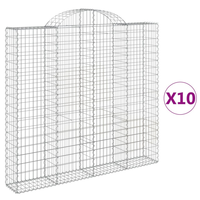 Kosze gabionowe, 10 szt, 200x30x180/200cm, galwanizowane żelazo