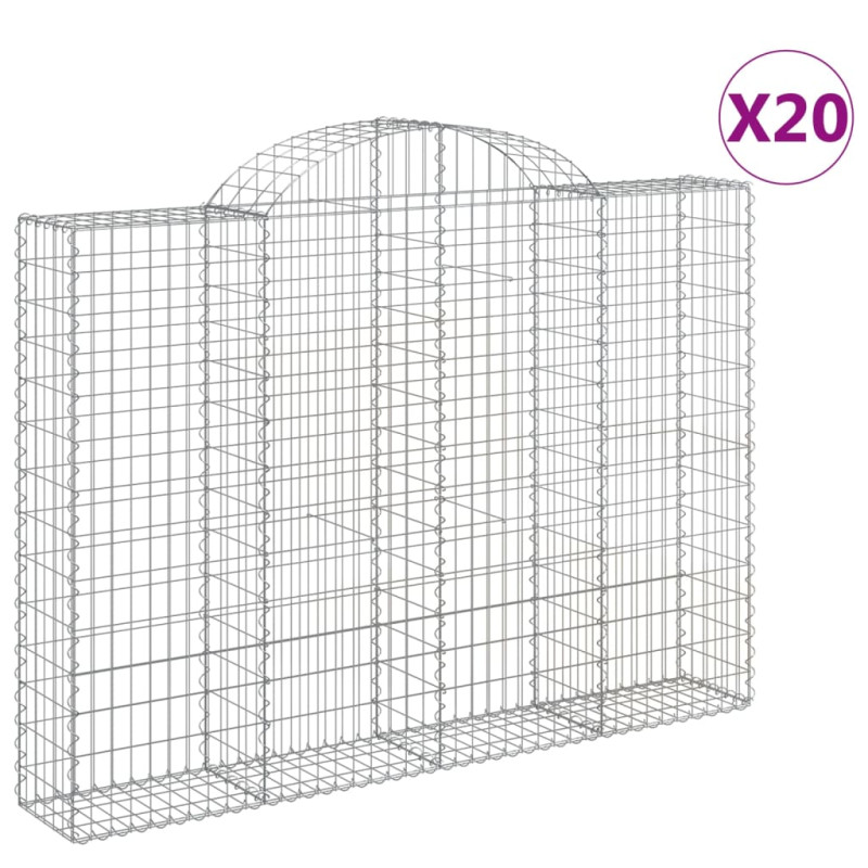 Kosze gabionowe, 20 szt, 200x30x140/160cm, galwanizowane żelazo