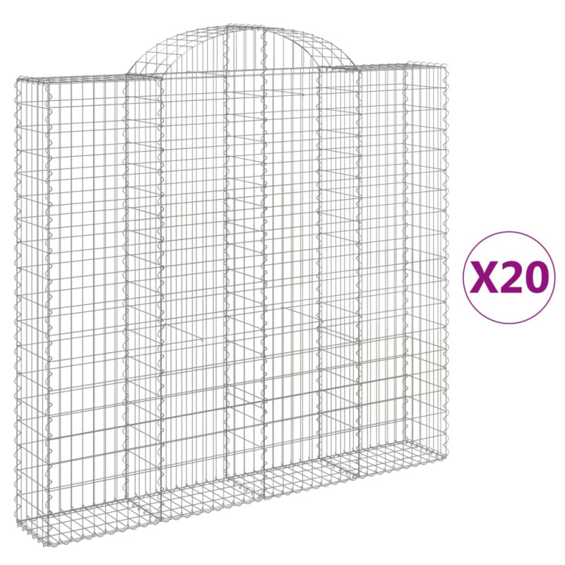 Kosze gabionowe, 20 szt, 200x30x180/200cm, galwanizowane żelazo