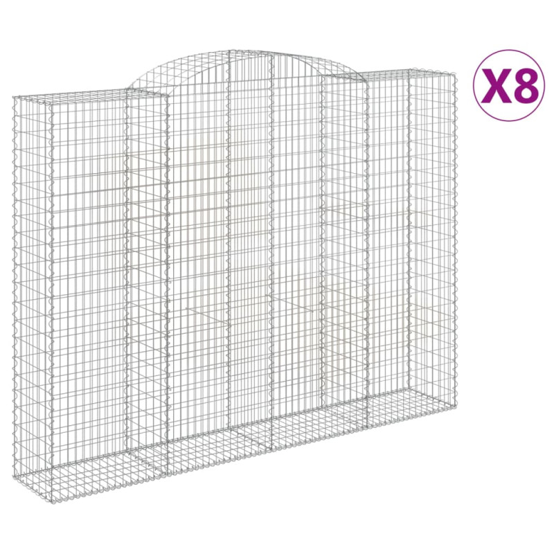 Kosze gabionowe, 8 szt, 300x50x220/240 cm, galwanizowane żelazo