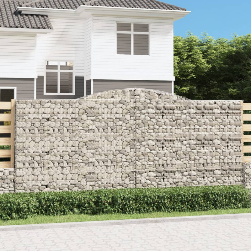Kosze gabionowe, 15 szt, 400x30x180/200cm, galwanizowane żelazo
