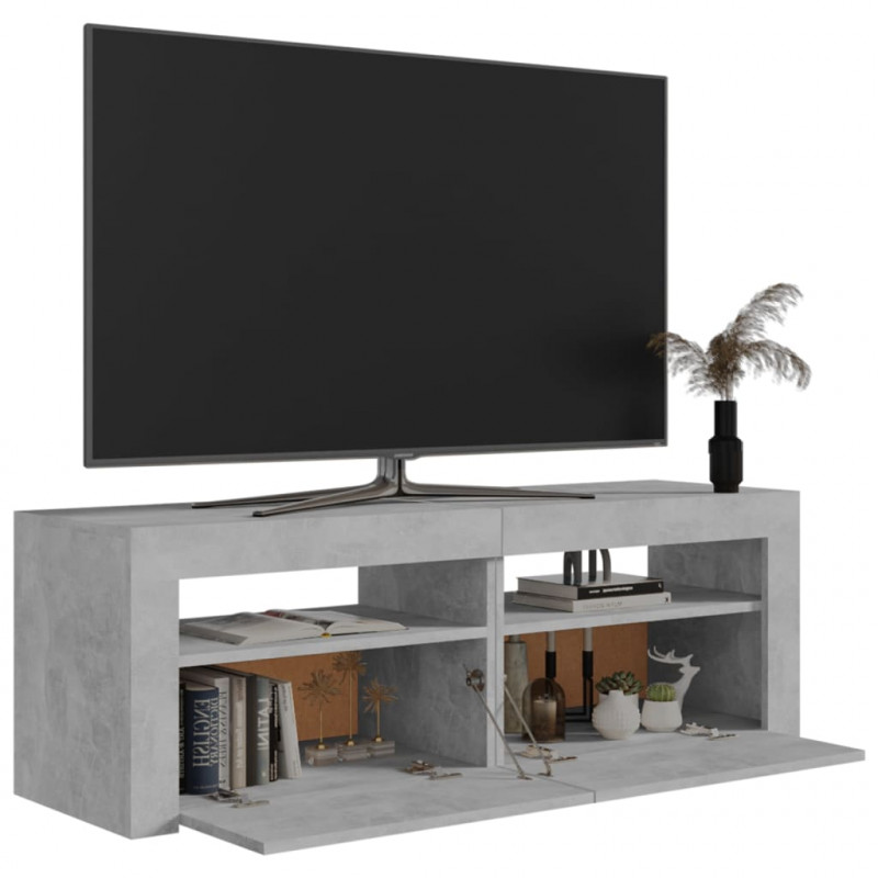 Szafka pod TV z oświetleniem LED, szarość betonu, 120x35x40 cm
