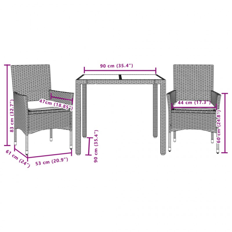 3-cz. zestaw mebli ogrodowych z poduszkami, biały, polirattan
