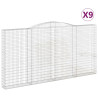 Kosze gabionowe, 9 szt, 400x30x200/220 cm, galwanizowane żelazo