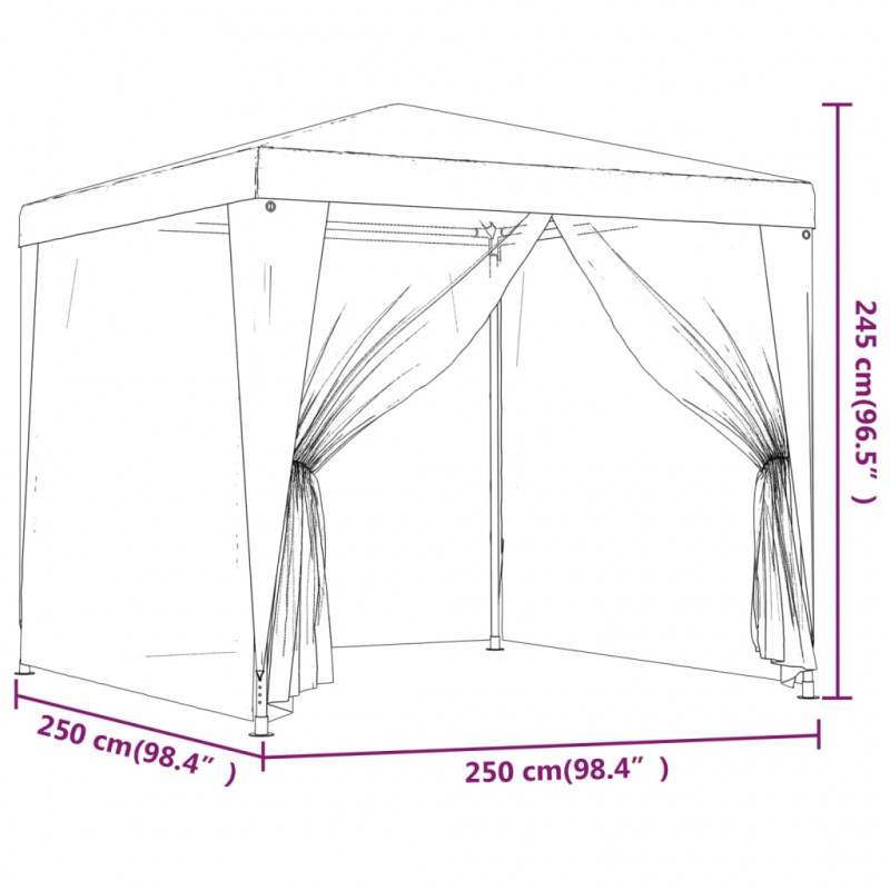 Namiot z 4 ścianami z siatki, zielony, 2,5x2,5 m, HDPE