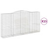 Kosze gabionowe, 15 szt, 400x50x200/220cm, galwanizowane żelazo