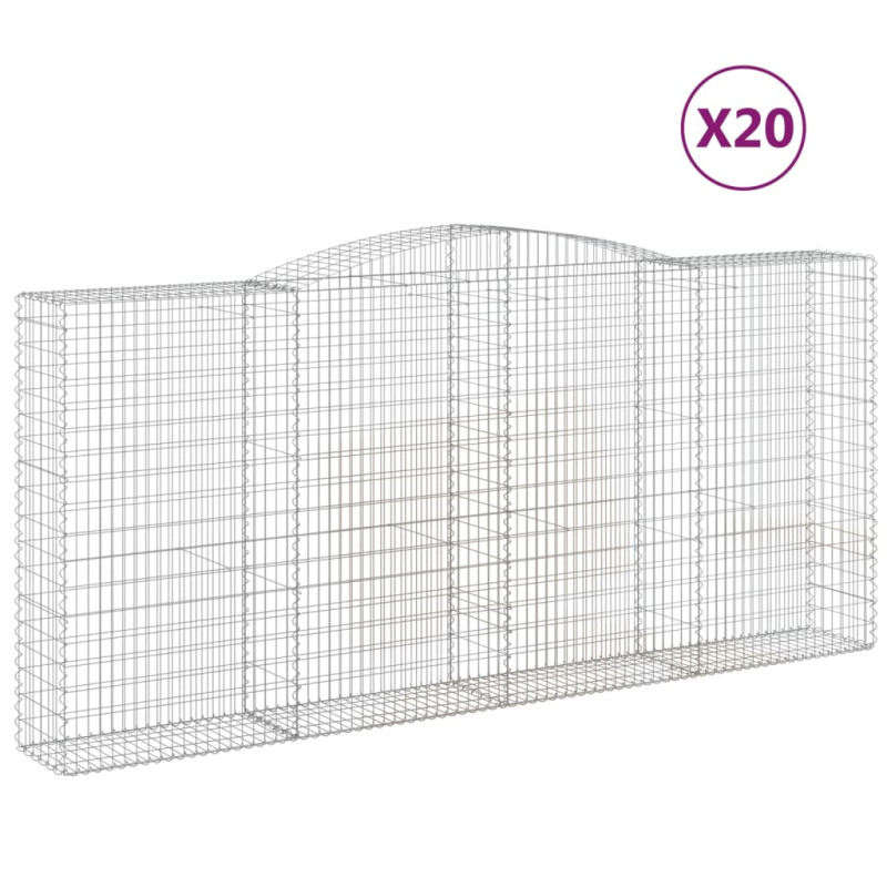 Kosze gabionowe, 20 szt, 400x50x180/200cm, galwanizowane żelazo