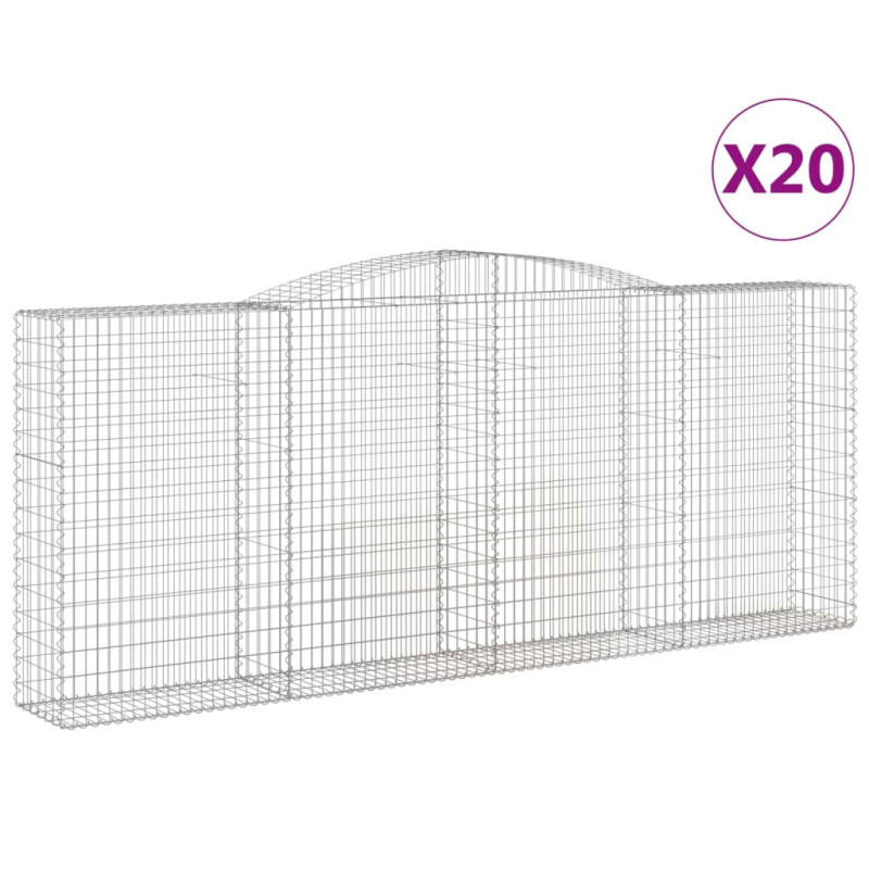 Kosze gabionowe, 20 szt, 400x50x160/180cm, galwanizowane żelazo