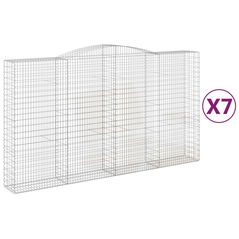 Kosze gabionowe, 7 szt, 400x50x220/240 cm, galwanizowane żelazo