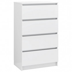 Komoda biała z połyskiem 60x35x98,5 cm, materiał drewnopochodny