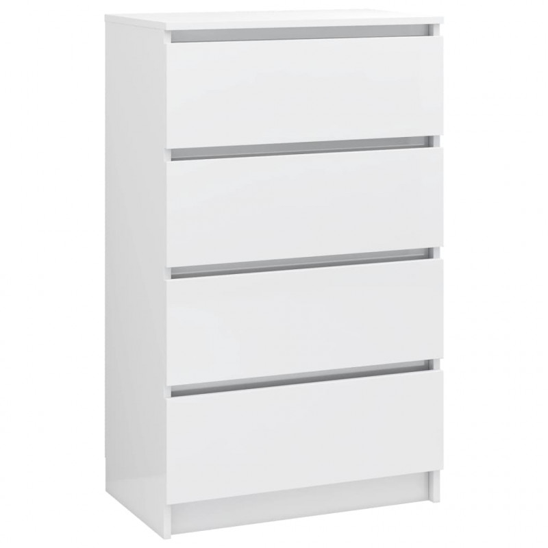 Komoda biała z połyskiem 60x35x98,5 cm, materiał drewnopochodny