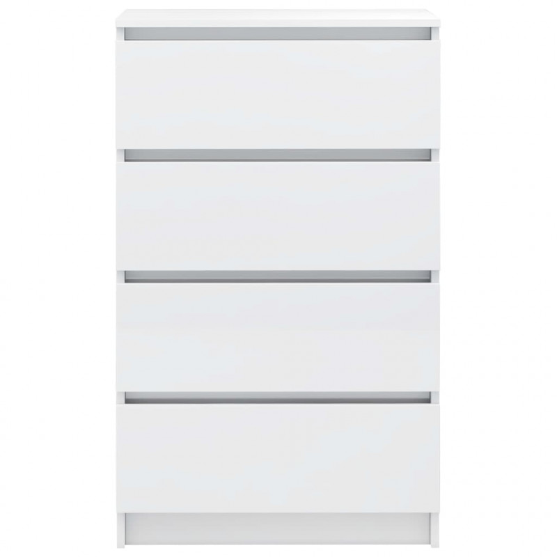 Komoda biała z połyskiem 60x35x98,5 cm, materiał drewnopochodny