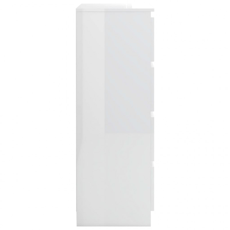 Komoda biała z połyskiem 60x35x98,5 cm, materiał drewnopochodny