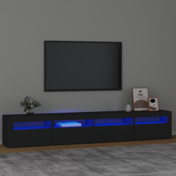 Szafka pod TV z oświetleniem LED, czarna, 240x35x40 cm