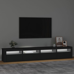 Szafka pod TV z oświetleniem LED, czarna, 240x35x40 cm