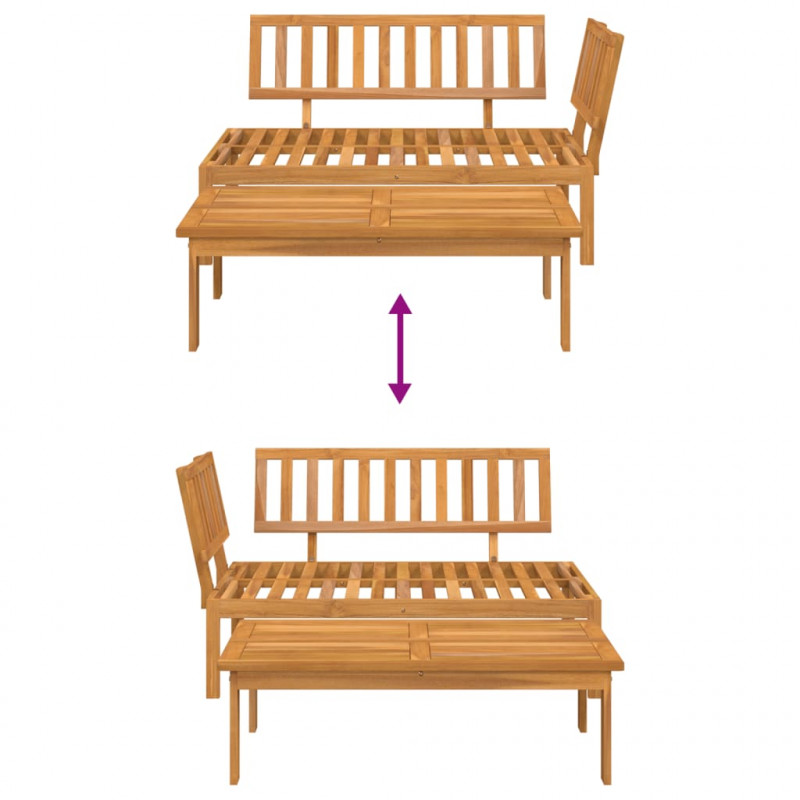 Sofa ogrodowa i stolik z deseczek, lite drewno akacjowe