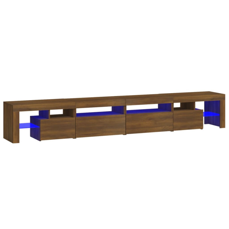 Szafka pod TV z oświetleniem LED, brązowy dąb, 260x36,5x40 cm