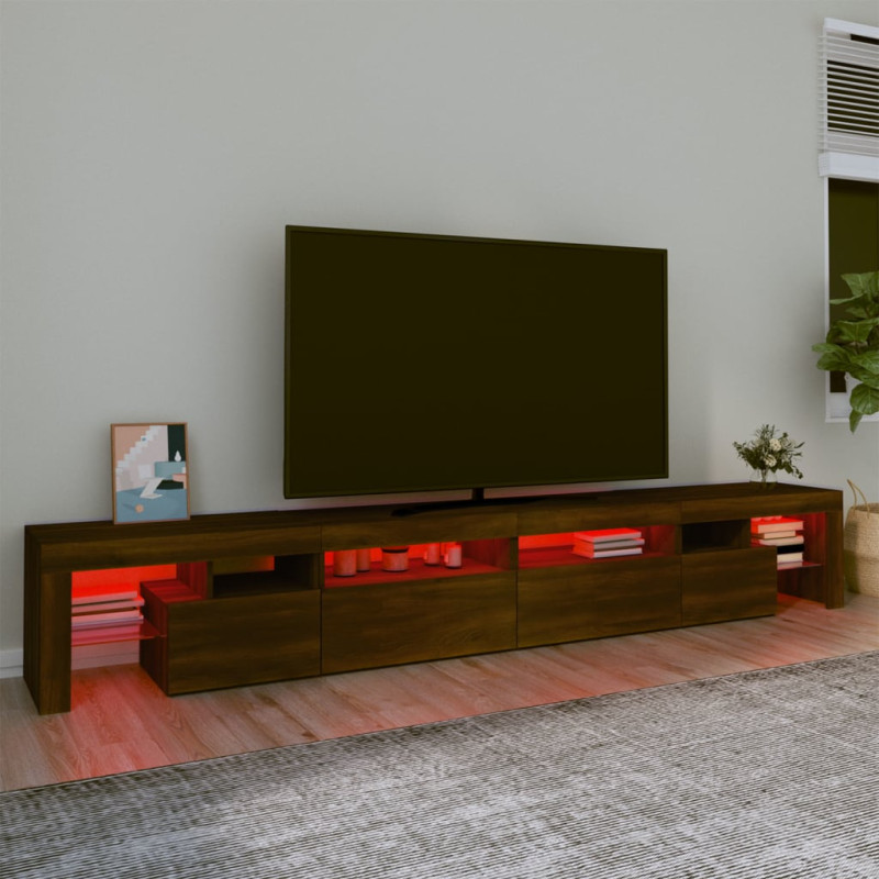 Szafka pod TV z oświetleniem LED, brązowy dąb, 260x36,5x40 cm
