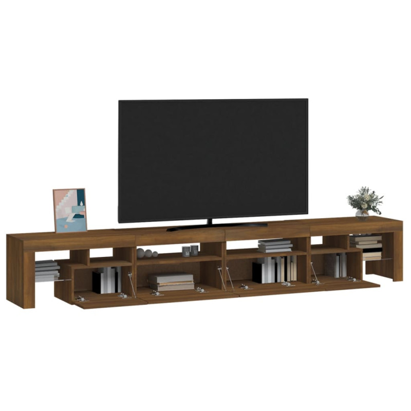 Szafka pod TV z oświetleniem LED, brązowy dąb, 260x36,5x40 cm