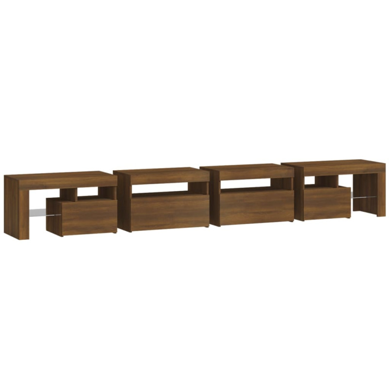 Szafka pod TV z oświetleniem LED, brązowy dąb, 260x36,5x40 cm