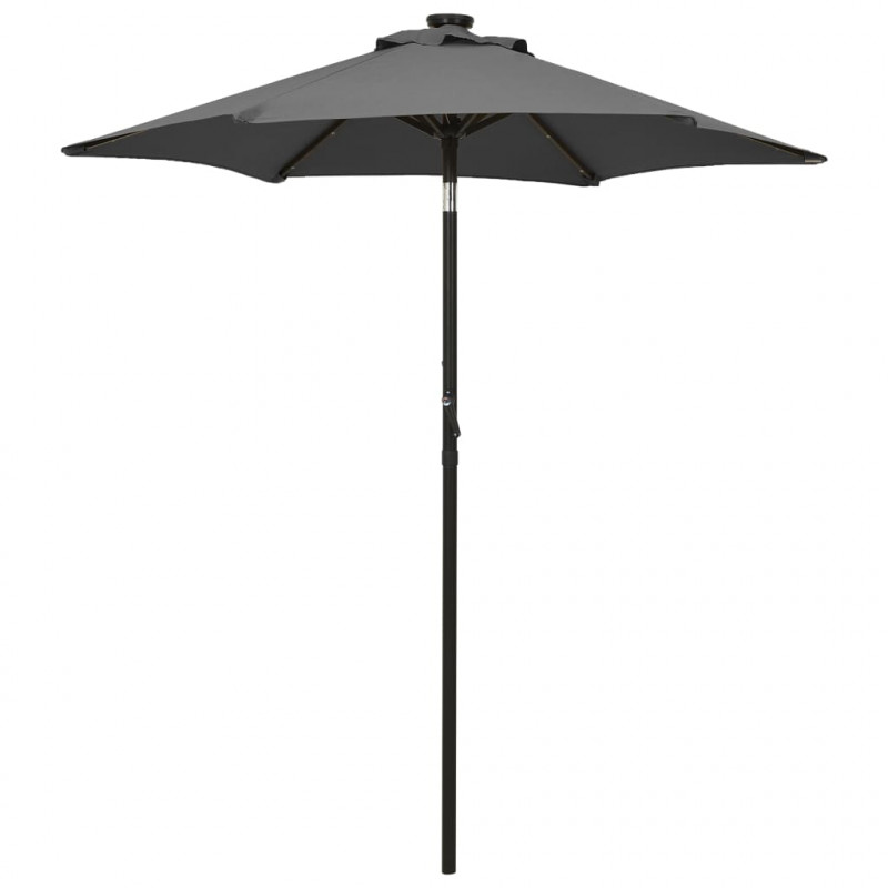 Parasol ogrodowy z LED, antracytowy, 200x211 cm, aluminium