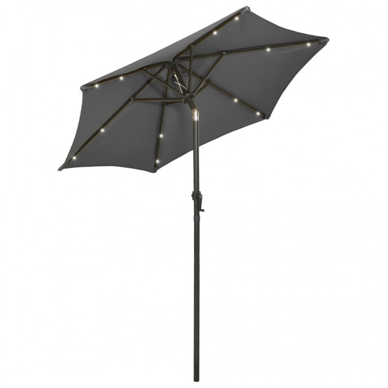 Parasol ogrodowy z LED, antracytowy, 200x211 cm, aluminium