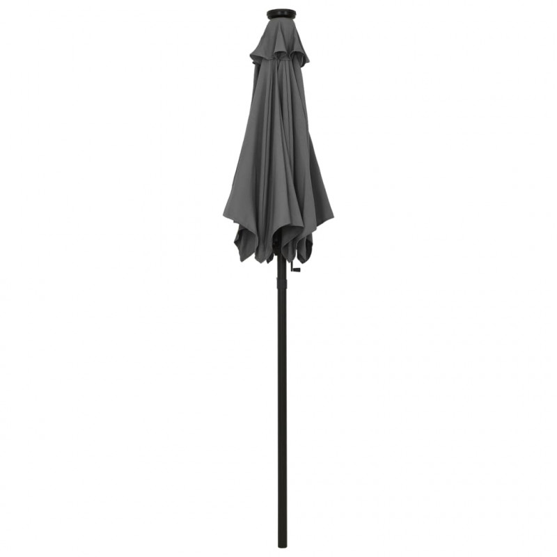 Parasol ogrodowy z LED, antracytowy, 200x211 cm, aluminium