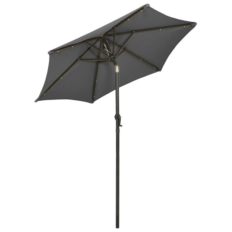 Parasol ogrodowy z LED, antracytowy, 200x211 cm, aluminium