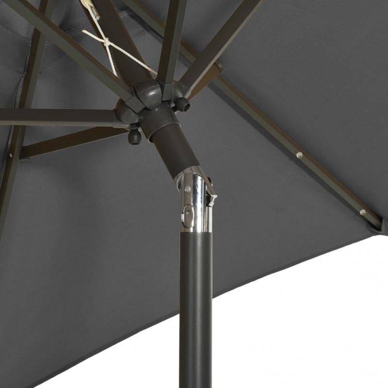 Parasol ogrodowy z LED, antracytowy, 200x211 cm, aluminium