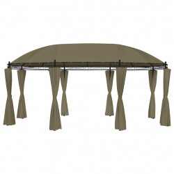Altana z zasłonami, 520x349x255 cm, kolor taupe, 180 g/m²