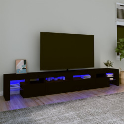 Szafka pod TV z oświetleniem LED, czarna, 260x36,5x40 cm