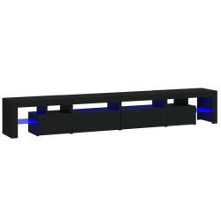 Szafka pod TV z oświetleniem LED, czarna, 260x36,5x40 cm