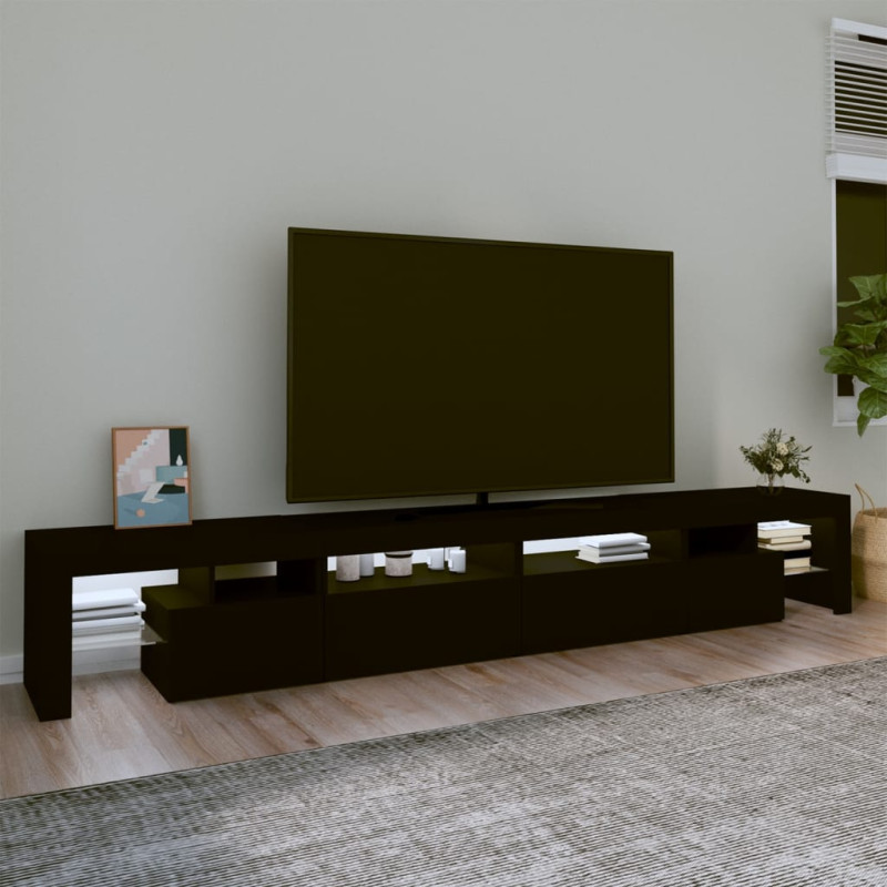 Szafka pod TV z oświetleniem LED, czarna, 260x36,5x40 cm