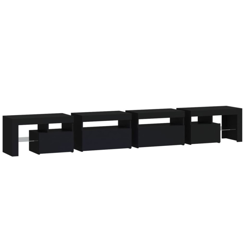 Szafka pod TV z oświetleniem LED, czarna, 260x36,5x40 cm