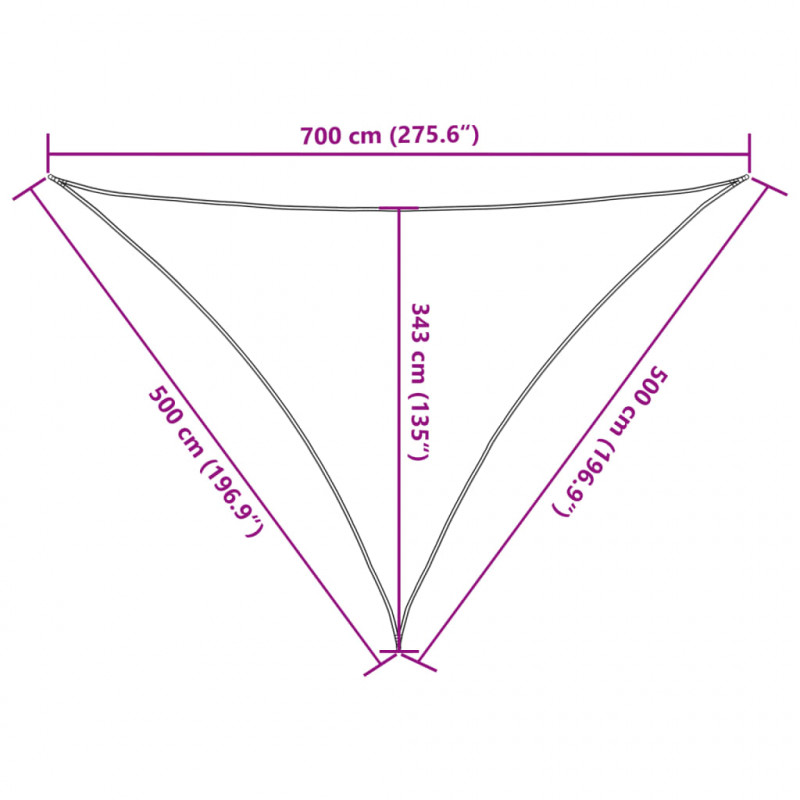 Żagiel przeciwsłoneczny, biały, 7x5x5 m, 100% poliester