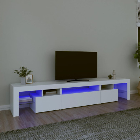 Szafka pod TV z oświetleniem LED, biała, 215x36,5x40 cm