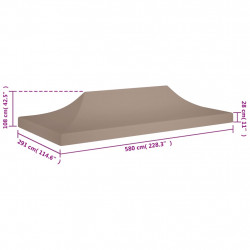 Dach do namiotu imprezowego, 6 x 3 m, taupe, 270 g/m²