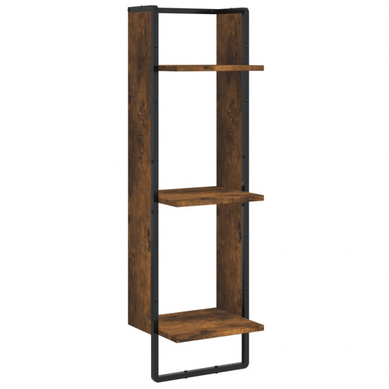 Zestaw 6 półek ściennych z drążkami, przydymiony dąb