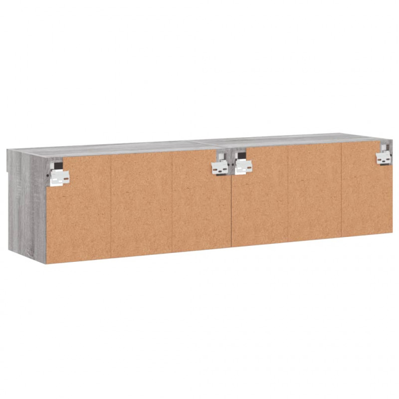 Szafki pod TV, z LED, 2 szt., szary dąb sonoma, 60x30x30 cm