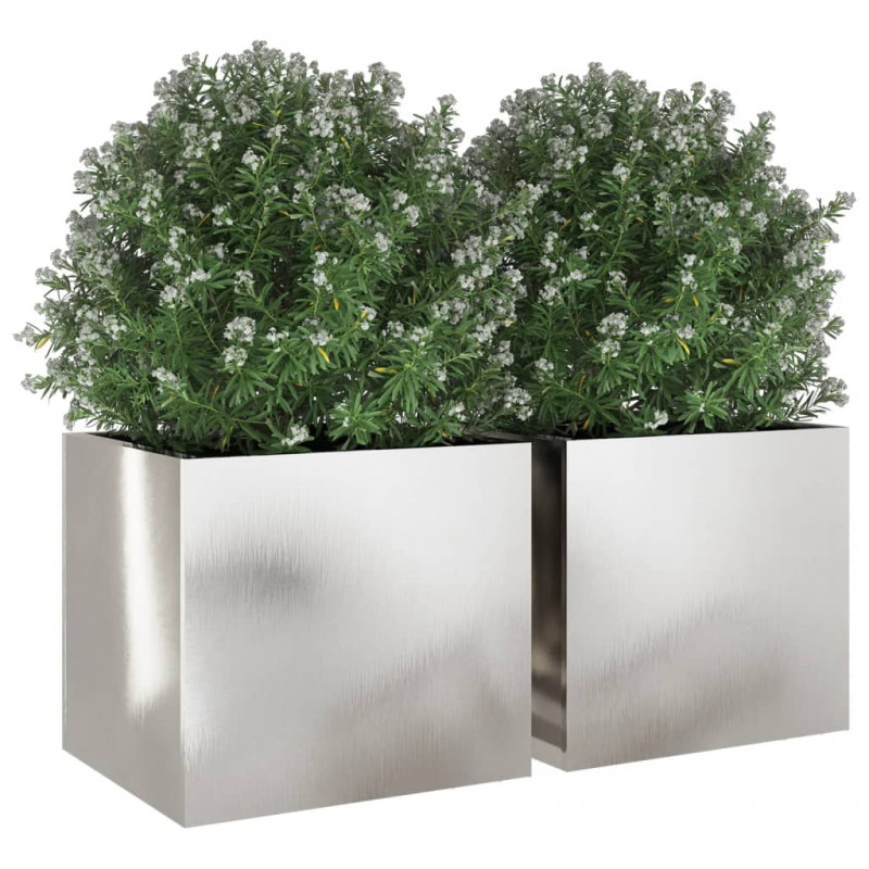 Donice, 2 szt., srebrne, 32x30x29 cm, stal nierdzewna