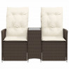 Rozkładana sofa ogrodowa ze stolikiem, 2-os., brąz, rattan PE