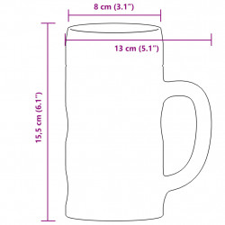 Kufle do piwa ze szklanym uchwytem, 6 szt., 500 ml