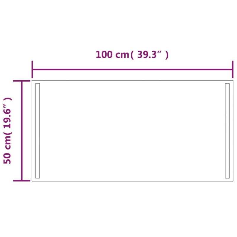 Lustro łazienkowe z LED, 50x100 cm
