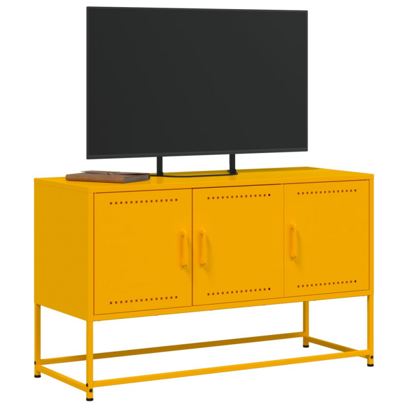 Szafka pod telewizor, musztardowa, 100,5x39x60,5 cm, stalowa