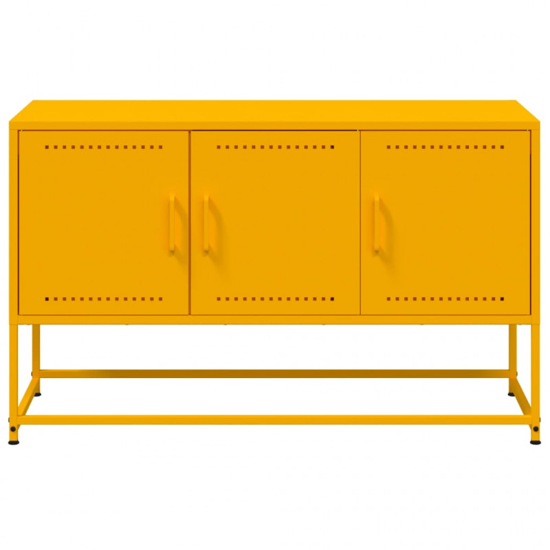 Szafka pod telewizor, musztardowa, 100,5x39x60,5 cm, stalowa
