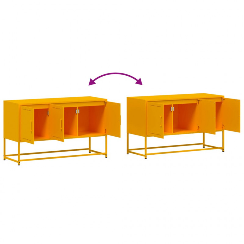 Szafka pod telewizor, musztardowa, 100,5x39x60,5 cm, stalowa