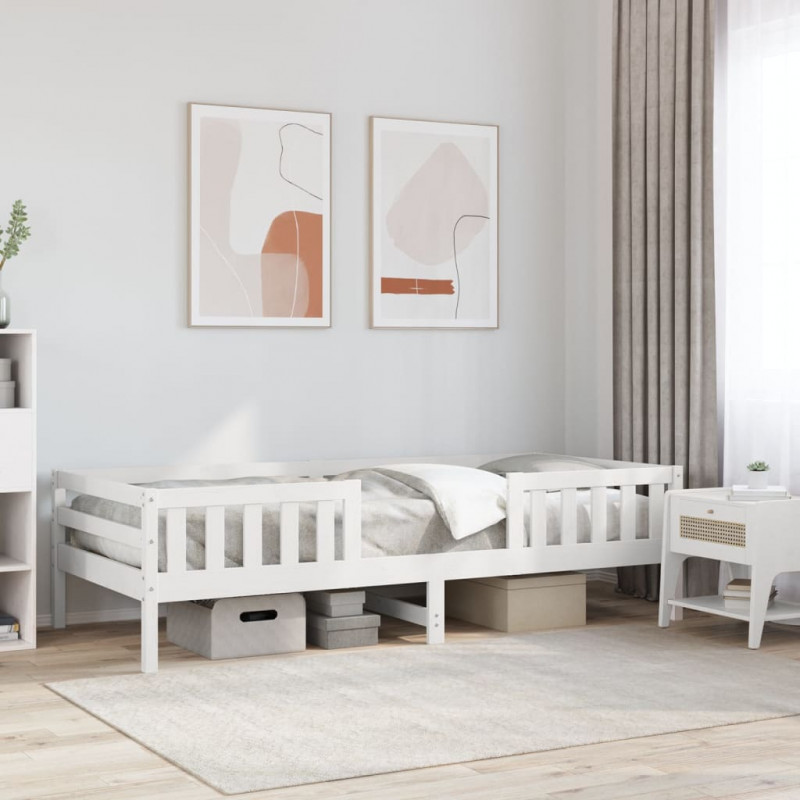 Łóżko bez materaca, białe, 80x200 cm, lite drewno sosnowe